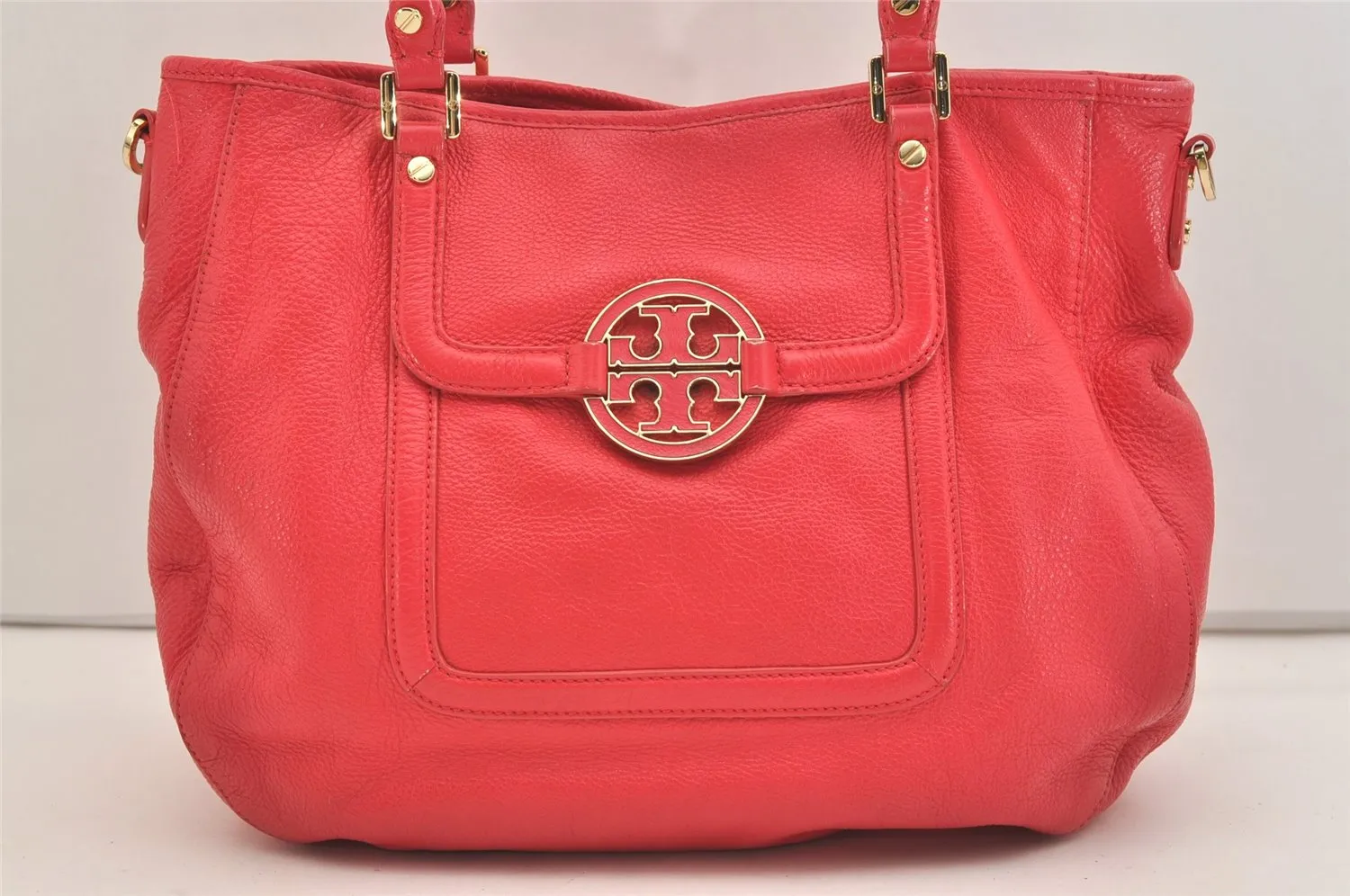Authentic TORY BURCH Amanda Leather 2Way Shoulder Tote Bag Pink 6472J