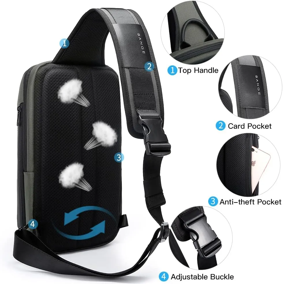 BANGE Sling Bag, Waterproof Men's Chest Bag Shoulder bags Crossbody Sling Backpack for Men