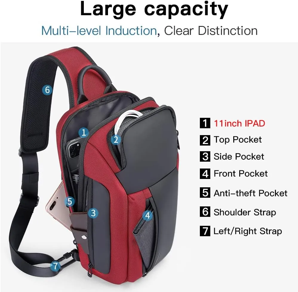 BANGE Sling Bag, Waterproof Men's Chest Bag Shoulder bags Crossbody Sling Backpack for Men