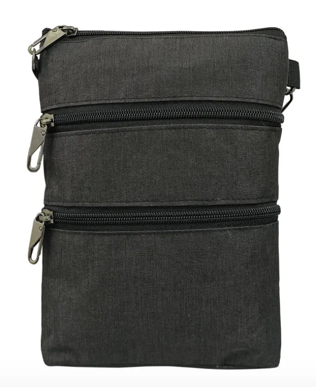 Black Anti-theft 3 Zipper Crossbody