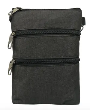 Black Anti-theft 3 Zipper Crossbody