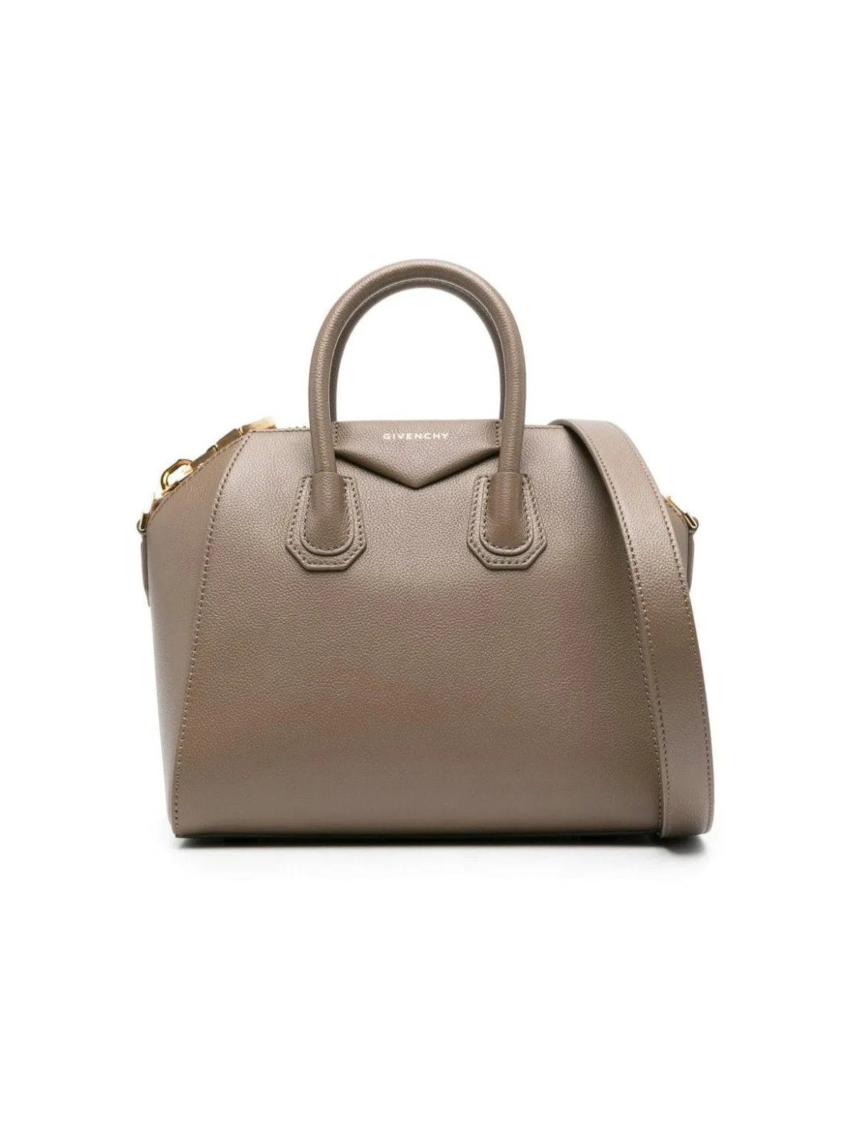 BOLSO ANTIGONA S TAUPE OSCURO ZIP DORADO