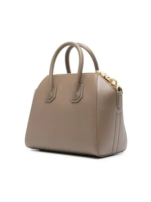 BOLSO ANTIGONA S TAUPE OSCURO ZIP DORADO