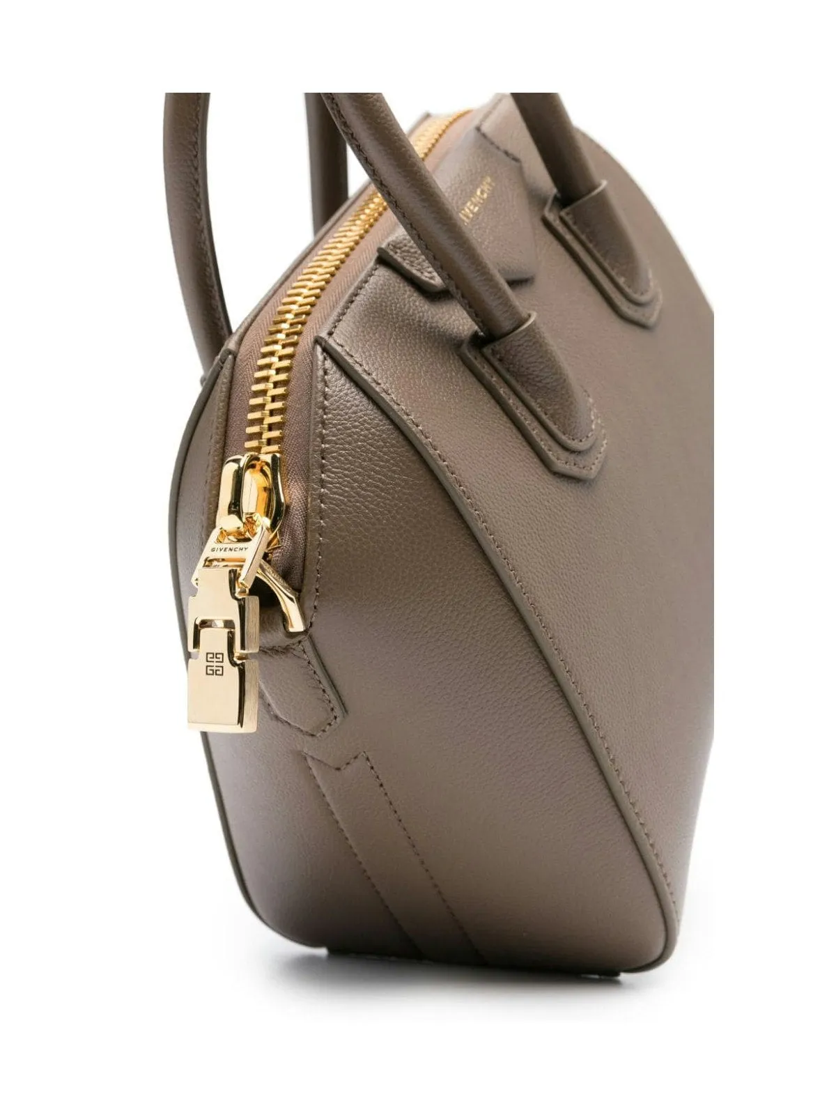 BOLSO ANTIGONA S TAUPE OSCURO ZIP DORADO
