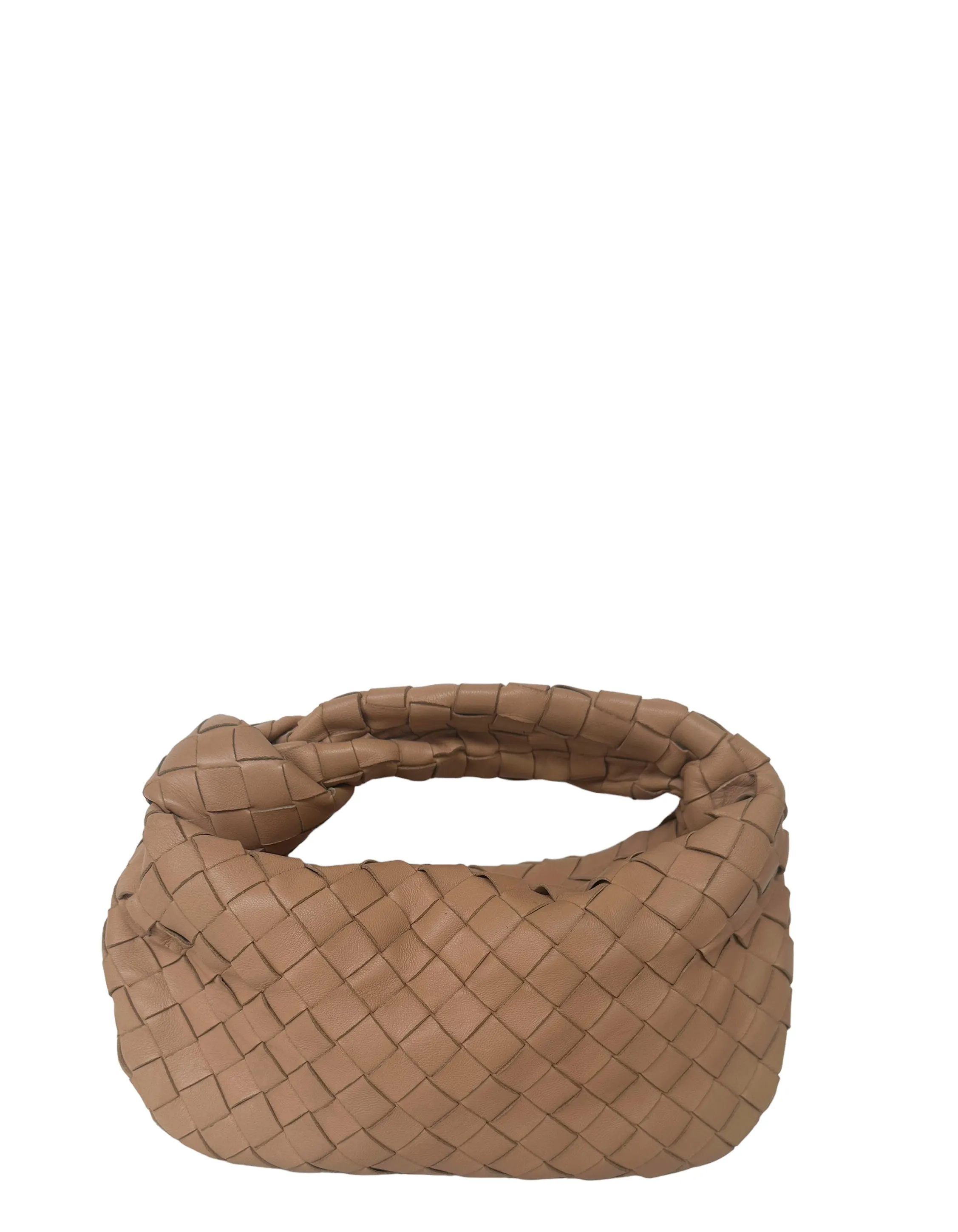 Bottega Veneta Almond Beige Leather Mini Jodie Hobo Bag
