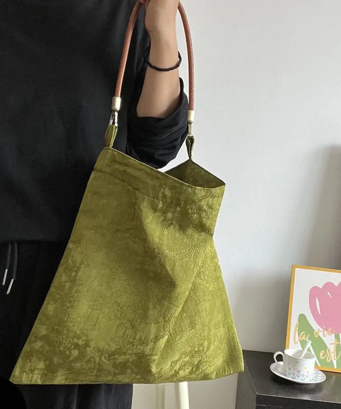 Boutique Green Jacquard Silk Vintage Satchel Handbag