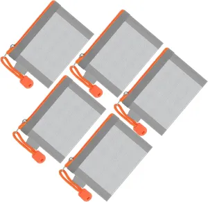 Classycoo Mini Zipper Mesh Bags 5 Pack,3" x 4.3" Nylon Small Zipper Mesh Pouch Key Holder,Coin Purse,Card Holder, Portable Travel Makeup Cosmetic Mesh Zipper Bags for Lipstick,Earphone (grey&orange)