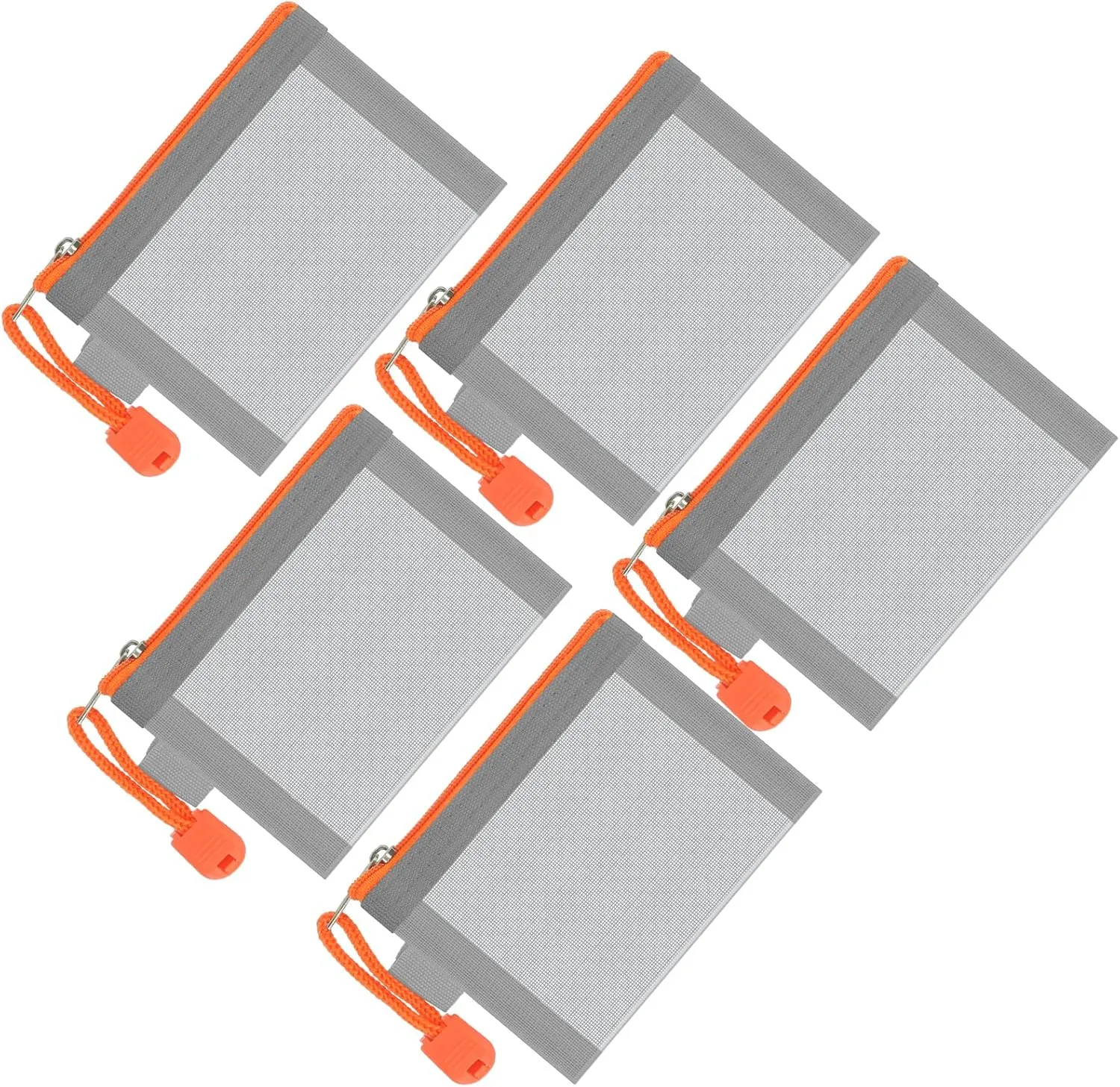 Classycoo Mini Zipper Mesh Bags 5 Pack,3" x 4.3" Nylon Small Zipper Mesh Pouch Key Holder,Coin Purse,Card Holder, Portable Travel Makeup Cosmetic Mesh Zipper Bags for Lipstick,Earphone (grey&orange)