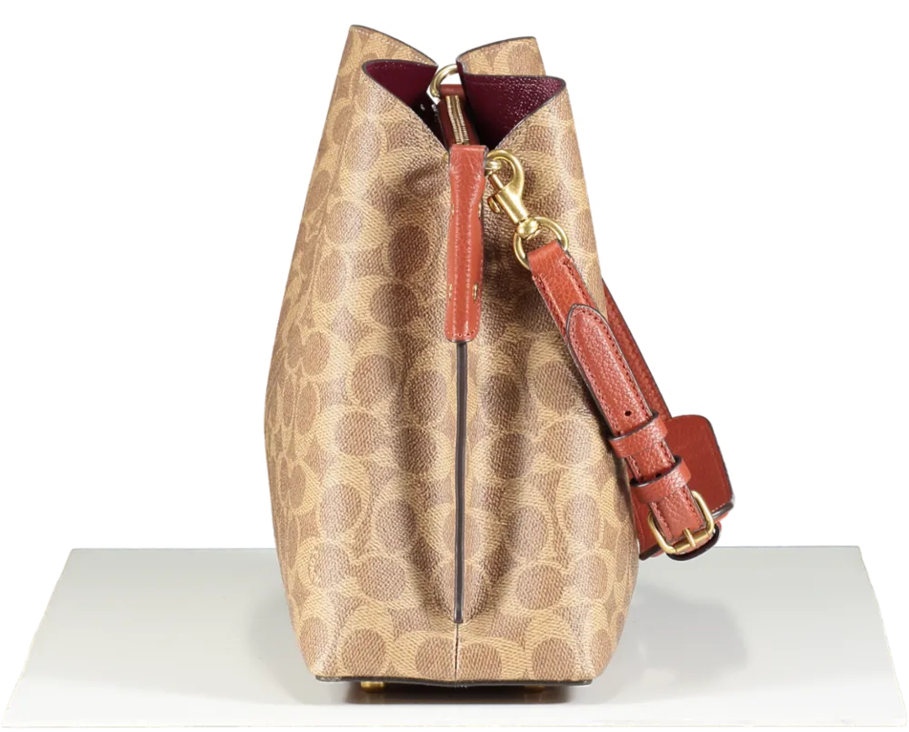 Coach Brown Willow Bucket Bag In Signature Canvas