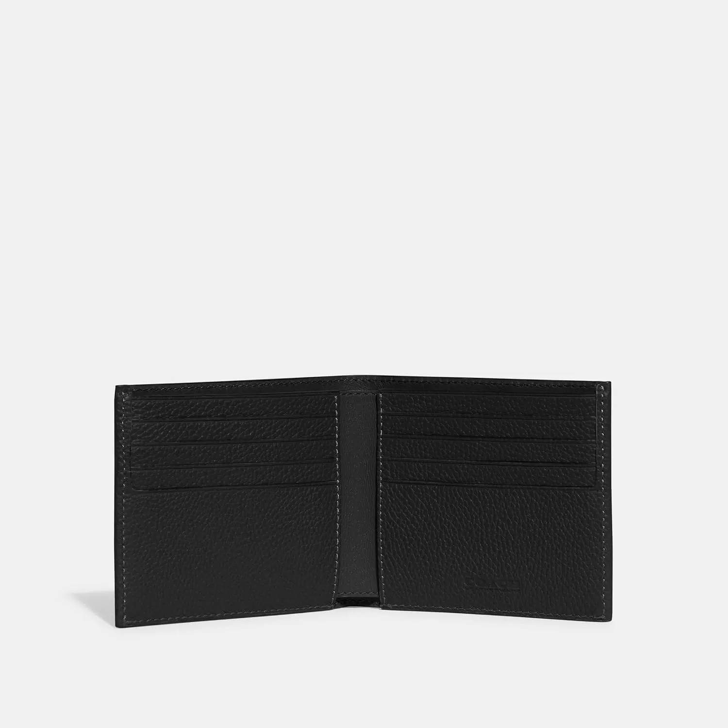 Coach Men's Refined Double Bill in Pebble Leather with Sculpted C Hardware Branding Wallets
