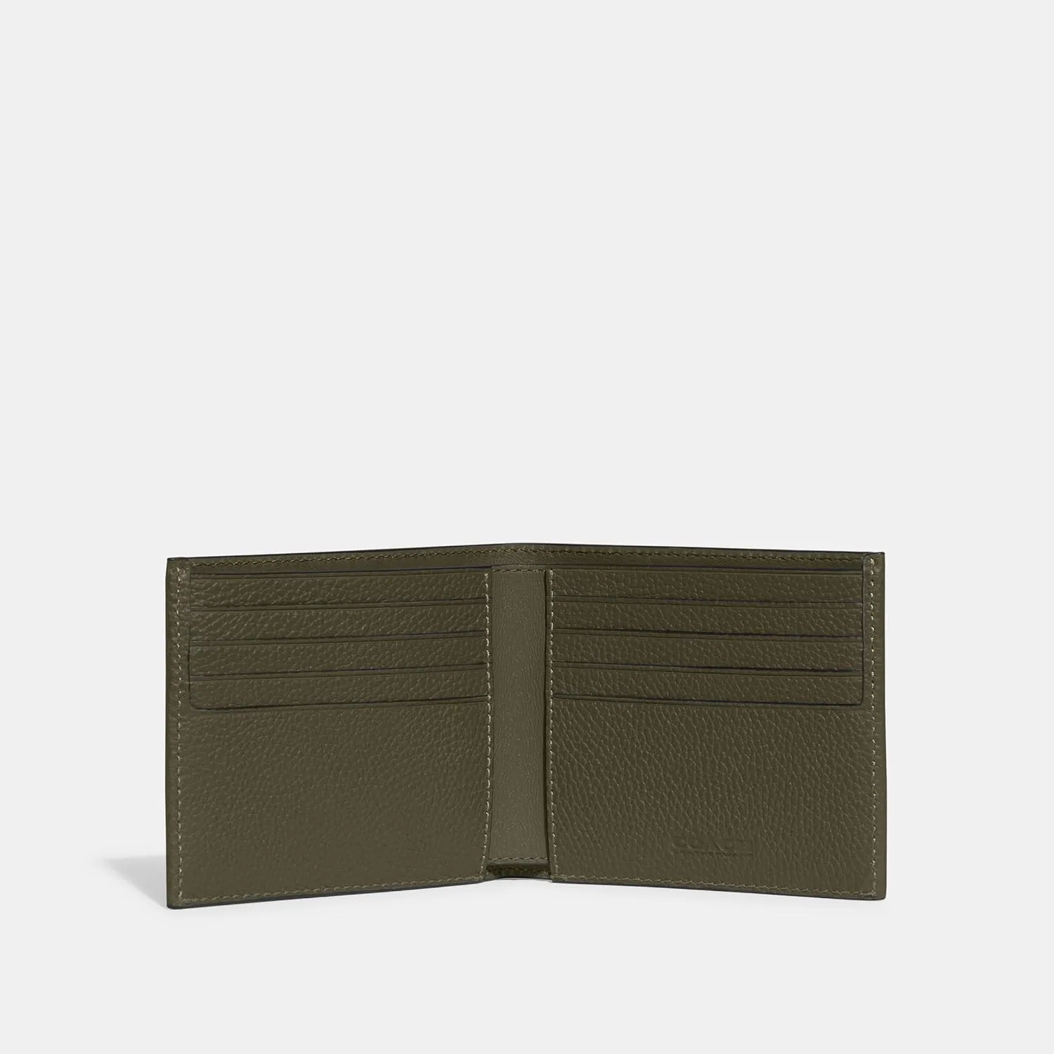 Coach Men's Refined Double Bill in Pebble Leather with Sculpted C Hardware Branding Wallets