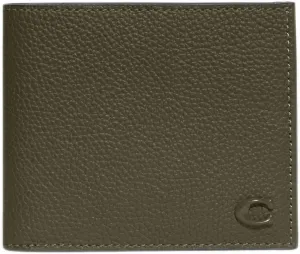 Coach Men's Refined Double Bill in Pebble Leather with Sculpted C Hardware Branding Wallets