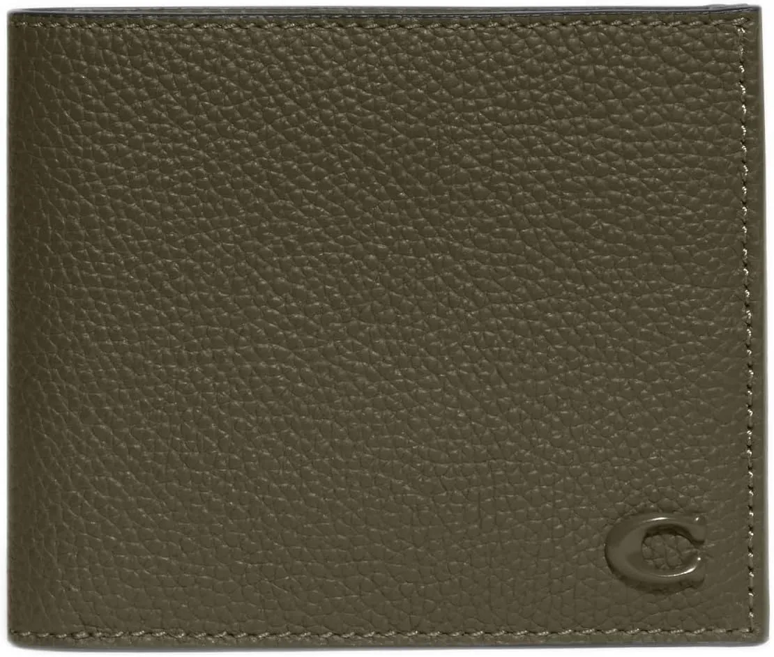 Coach Men's Refined Double Bill in Pebble Leather with Sculpted C Hardware Branding Wallets
