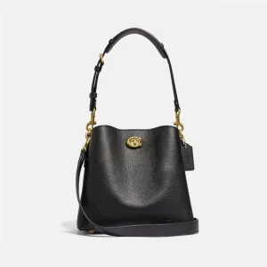 Coach Polished Leather Willow Bucket Bag In Black
