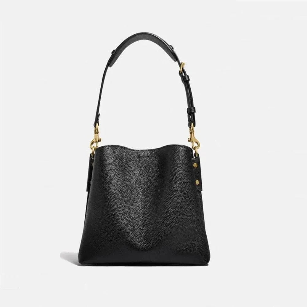 Coach Polished Leather Willow Bucket Bag In Black