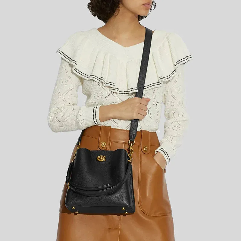 COACH Willow Bucket Bag In Pebble Leather Black RS-C3916