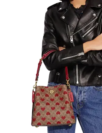 Coach Willow Bucket Bag In Signature Canvas With Heart Print