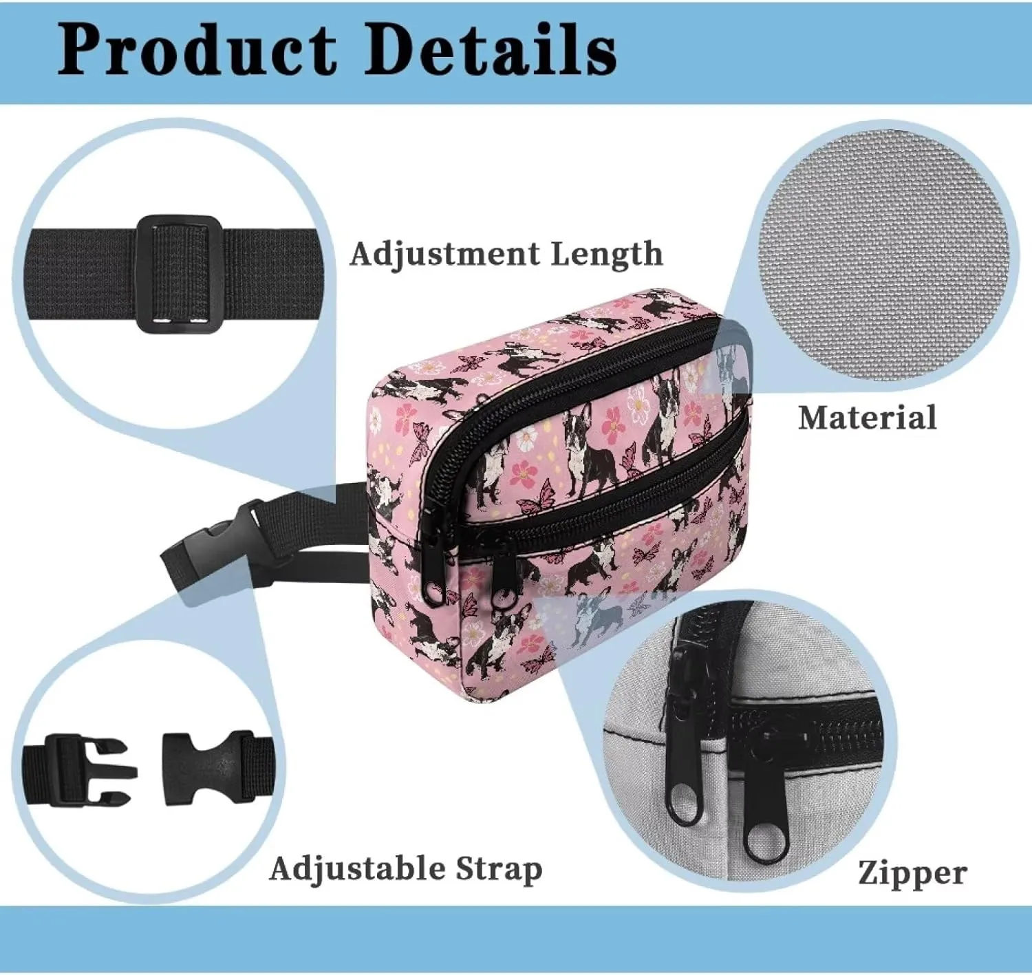 Cozeyat Butterfly Pug Dog Kids Fanny Pack Girls Shark Fanny Pack for Kids 4-6 6-9 Toddler Fanny Pack Girl 2-4 age 3-5 Children Waist Pack Kids Belt Bag for Little Girls Hip Belly Pack 6-8 Gifts