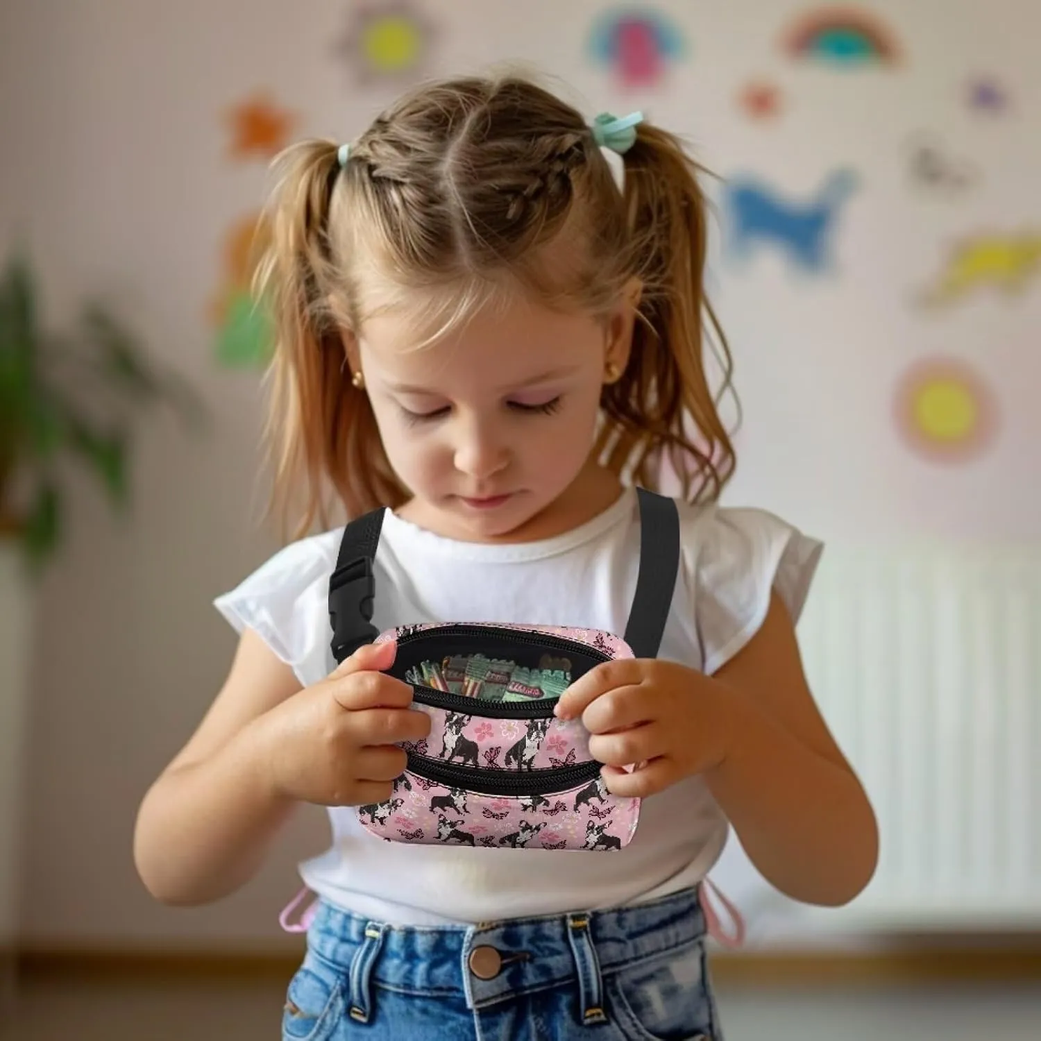 Cozeyat Butterfly Pug Dog Kids Fanny Pack Girls Shark Fanny Pack for Kids 4-6 6-9 Toddler Fanny Pack Girl 2-4 age 3-5 Children Waist Pack Kids Belt Bag for Little Girls Hip Belly Pack 6-8 Gifts