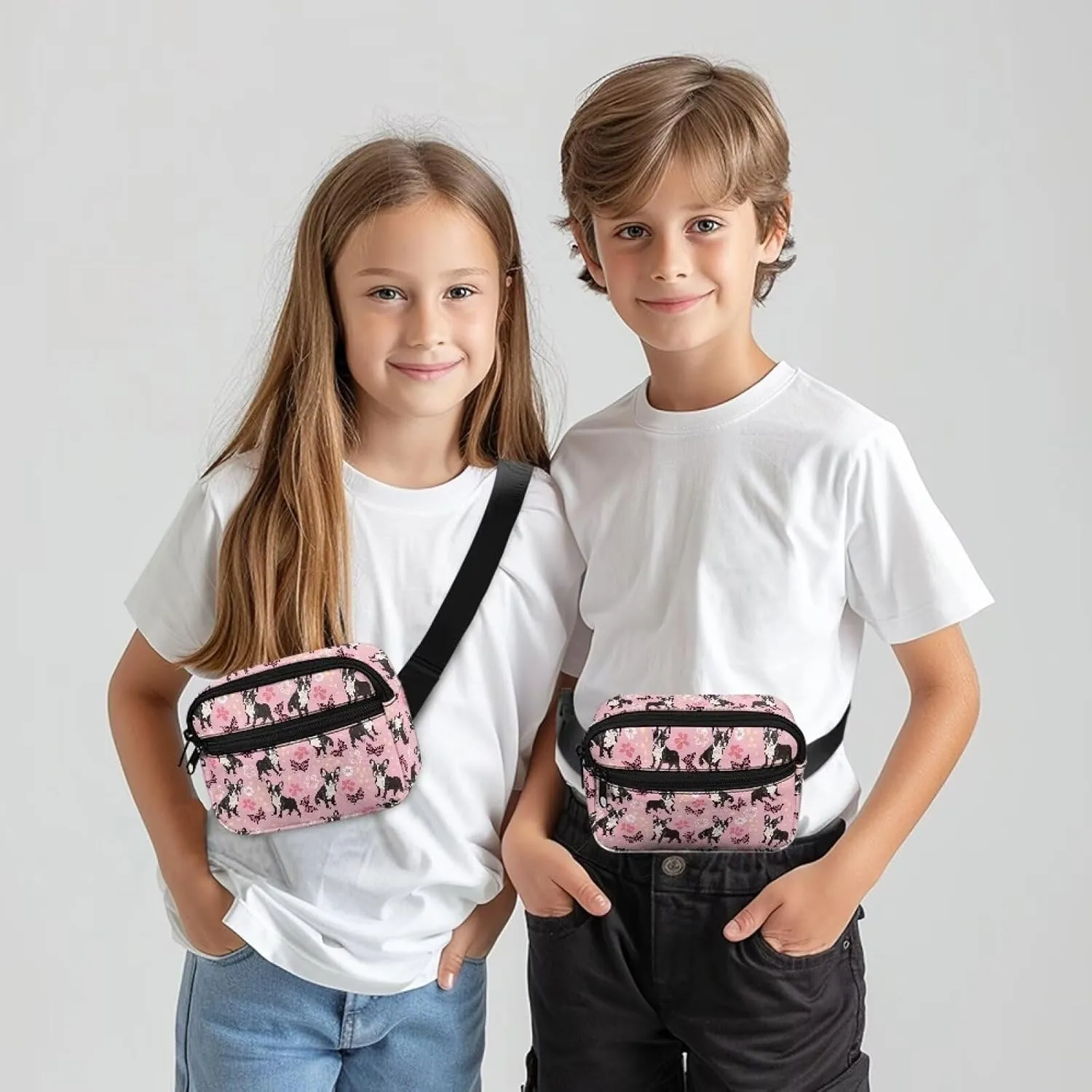 Cozeyat Butterfly Pug Dog Kids Fanny Pack Girls Shark Fanny Pack for Kids 4-6 6-9 Toddler Fanny Pack Girl 2-4 age 3-5 Children Waist Pack Kids Belt Bag for Little Girls Hip Belly Pack 6-8 Gifts