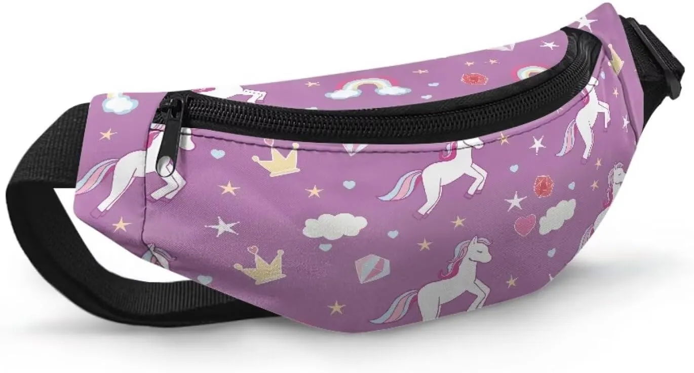 Cozeyat Rainbow Horse Fanny Pack for Girls 10-12 Kids Belt Bag Hip Pack Girls Bum Bag Lightweight Chest Bag Small Travel Essential for Casual Running Traveling Hiking Gifts