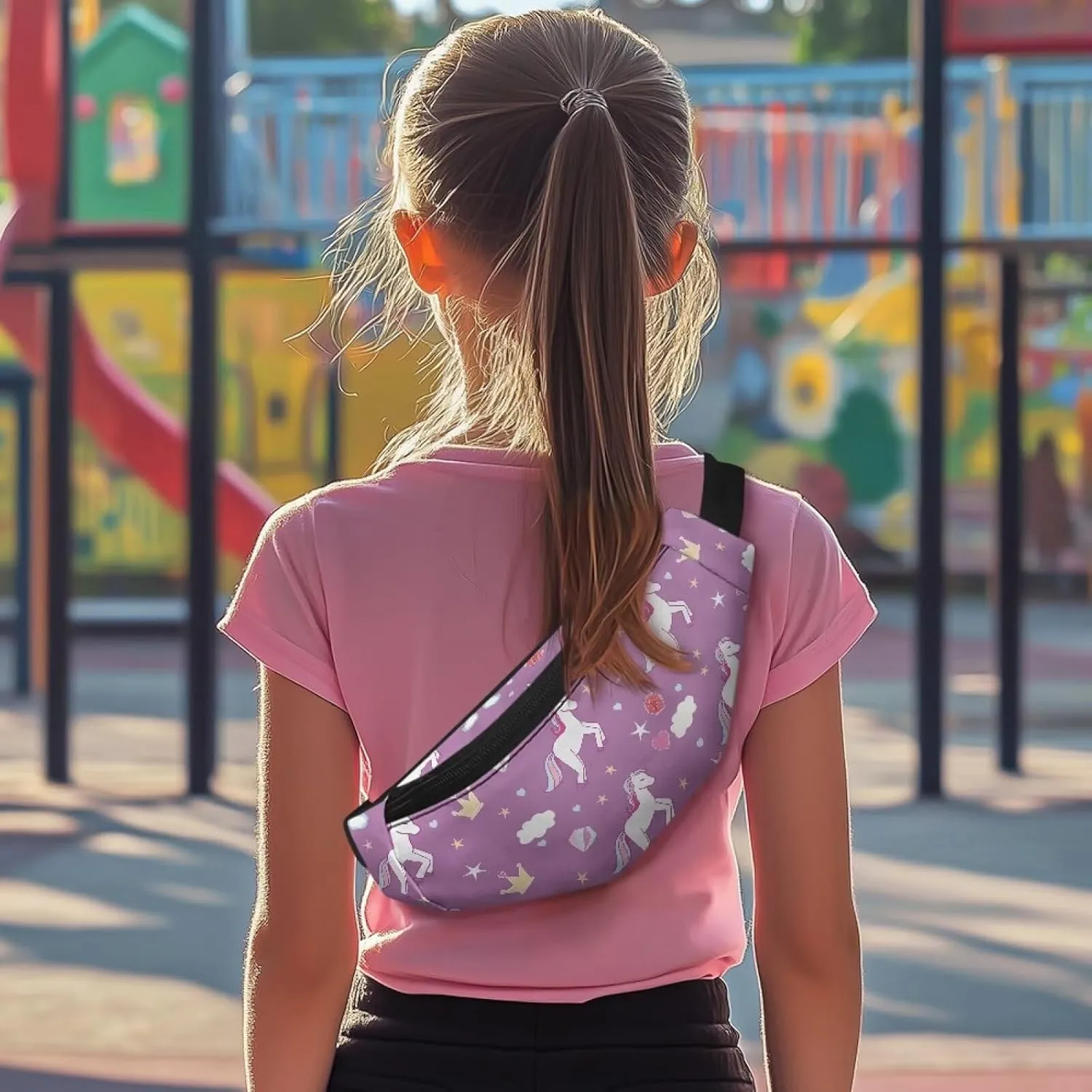 Cozeyat Rainbow Horse Fanny Pack for Girls 10-12 Kids Belt Bag Hip Pack Girls Bum Bag Lightweight Chest Bag Small Travel Essential for Casual Running Traveling Hiking Gifts