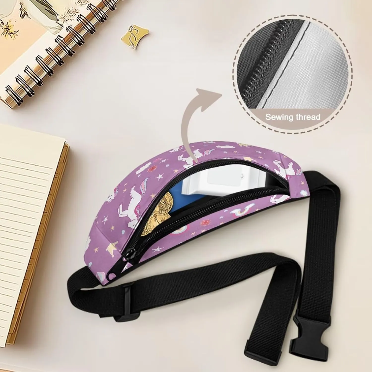 Cozeyat Rainbow Horse Fanny Pack for Girls 10-12 Kids Belt Bag Hip Pack Girls Bum Bag Lightweight Chest Bag Small Travel Essential for Casual Running Traveling Hiking Gifts