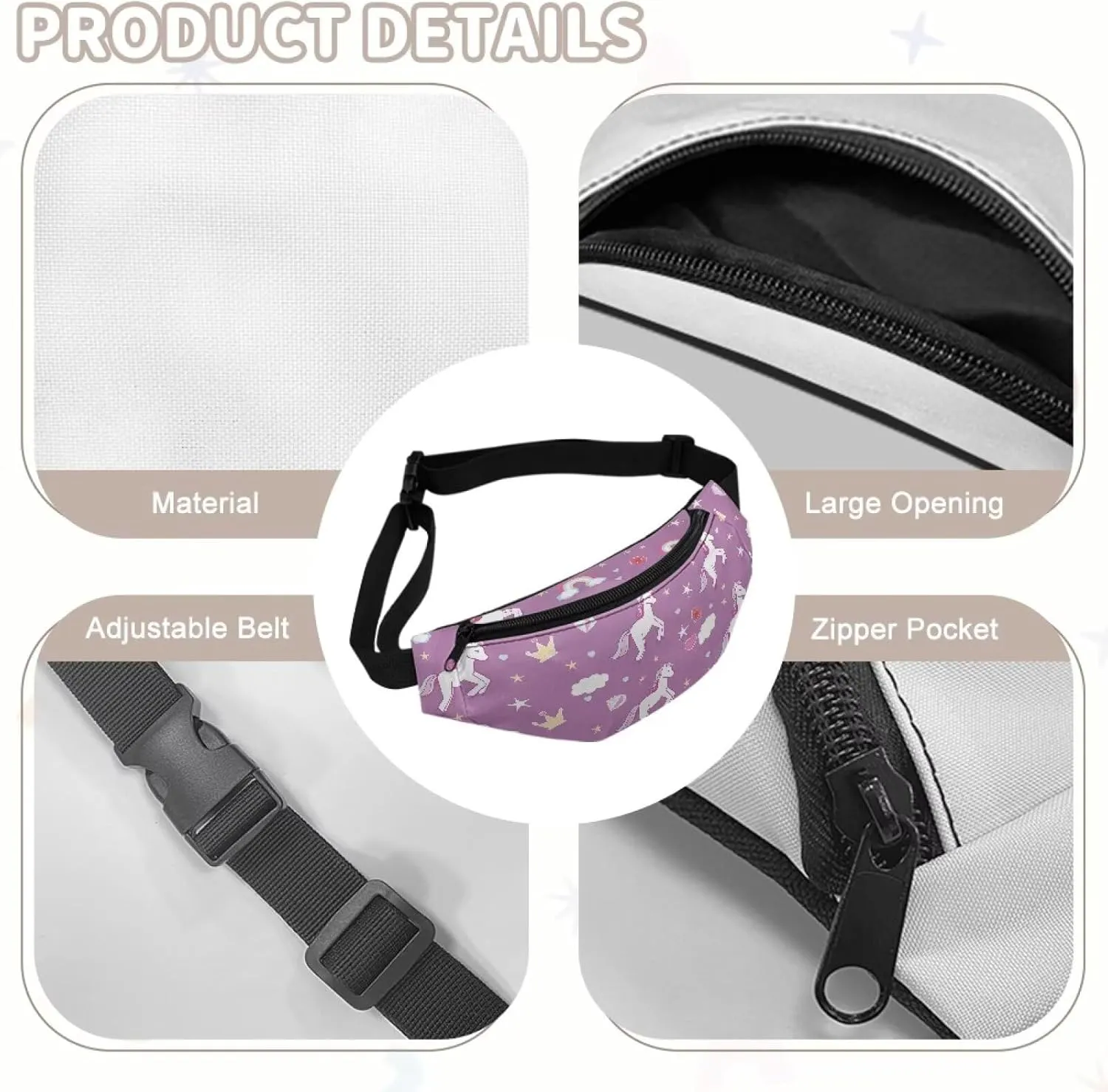 Cozeyat Rainbow Horse Fanny Pack for Girls 10-12 Kids Belt Bag Hip Pack Girls Bum Bag Lightweight Chest Bag Small Travel Essential for Casual Running Traveling Hiking Gifts