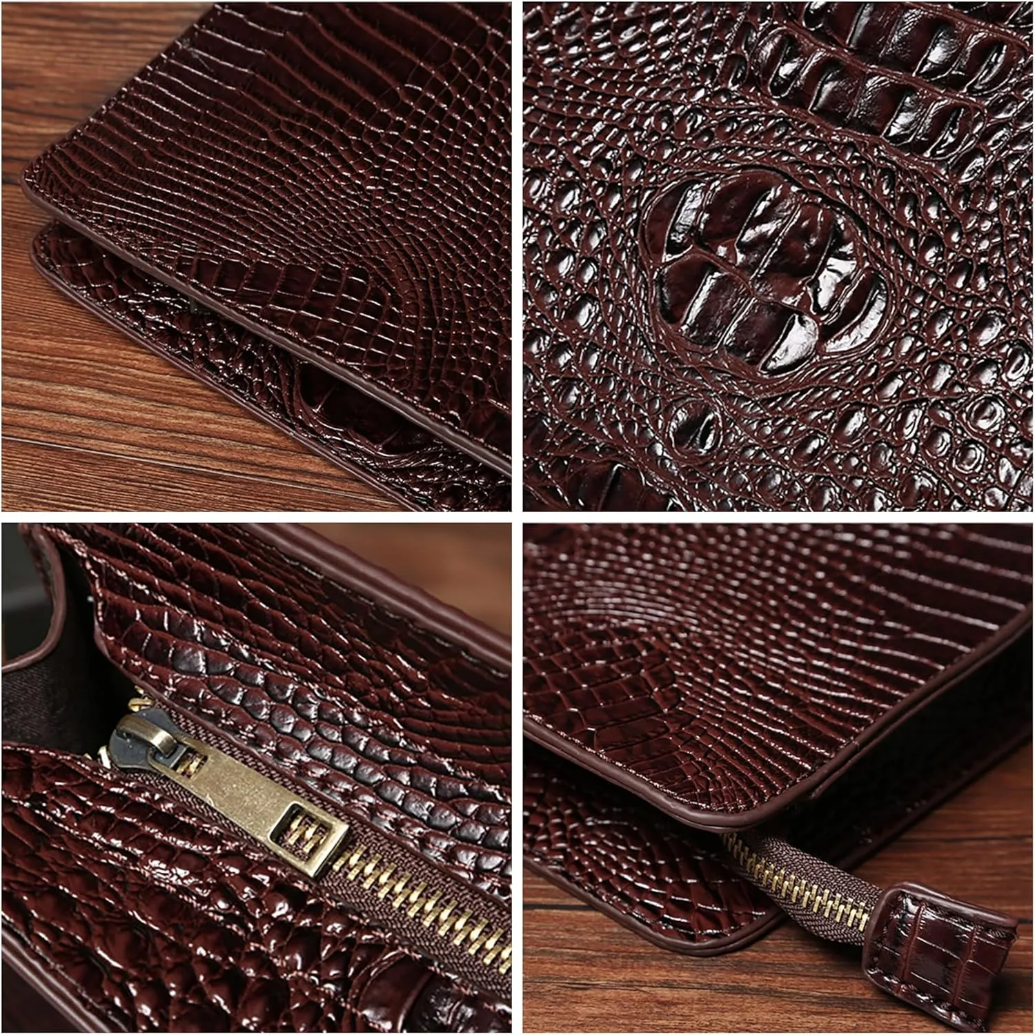 Crocodile Pattern Clutch Purse Oversized PU Leather Envelope Clutch Evening Handbag