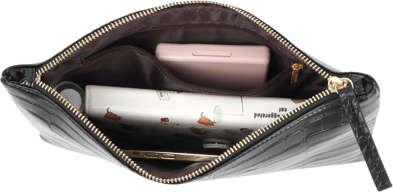 Crocodile Pattern Clutch Purse Oversized PU Leather Envelope Clutch Evening Handbag