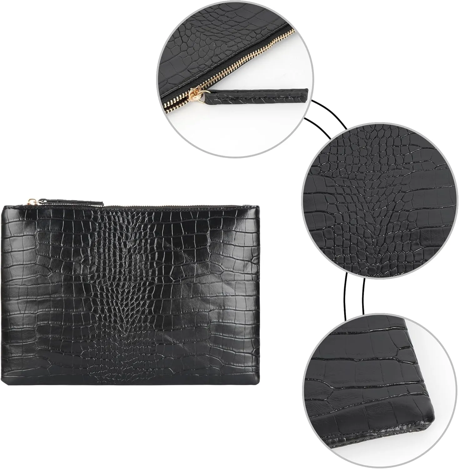 Crocodile Pattern Clutch Purse Oversized PU Leather Envelope Clutch Evening Handbag