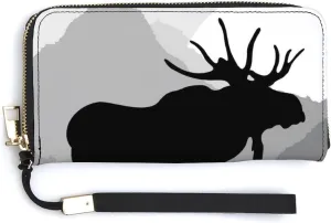 Donnapink Long Clutch Wallet, Long Handbag with Wristlet Strap, PU Leather Zip Purse