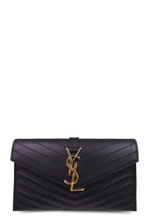 Envelope Monogram Clutch Black