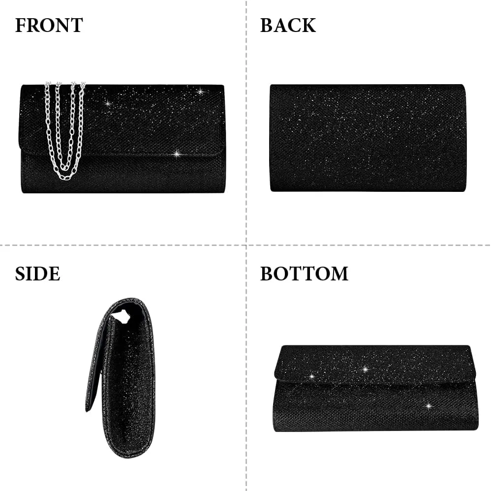 Evening Bag Clutch Purses for Women, Rhinestones Purse, Sparkling Envelope Evening Bag with Detachable Chain