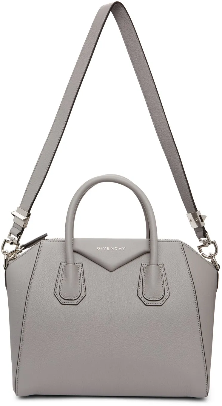 Givenchy Grey Grained Small Antigona Bag