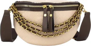 Goclothod Fanny Pack Women Faux Leather Waist Packs Sling Purse Chest Bag