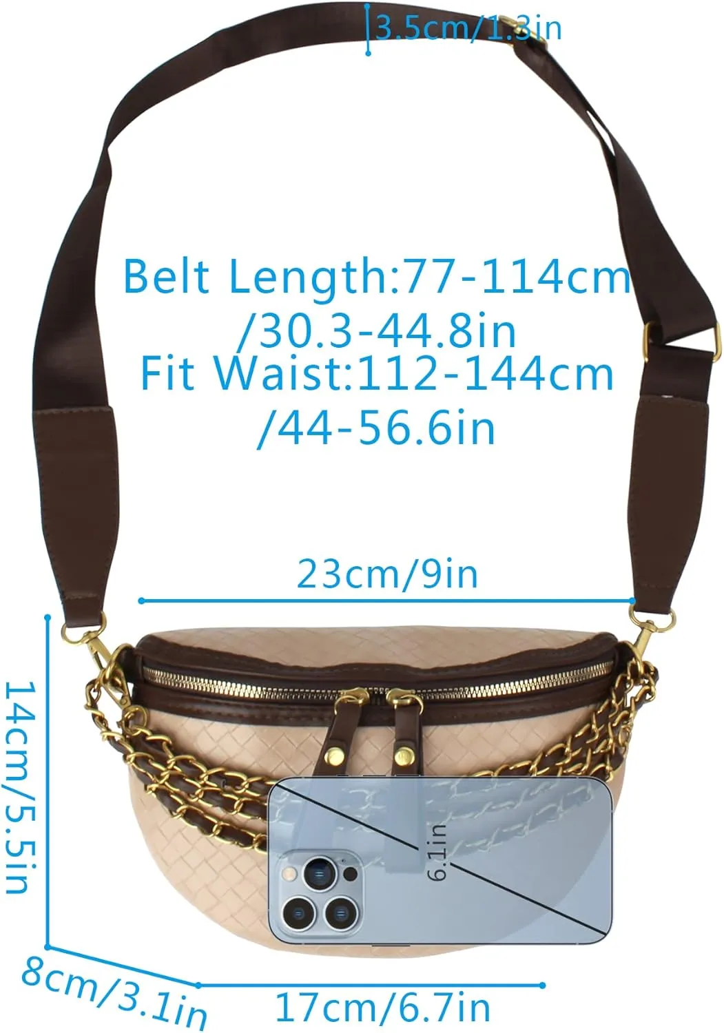 Goclothod Fanny Pack Women Faux Leather Waist Packs Sling Purse Chest Bag