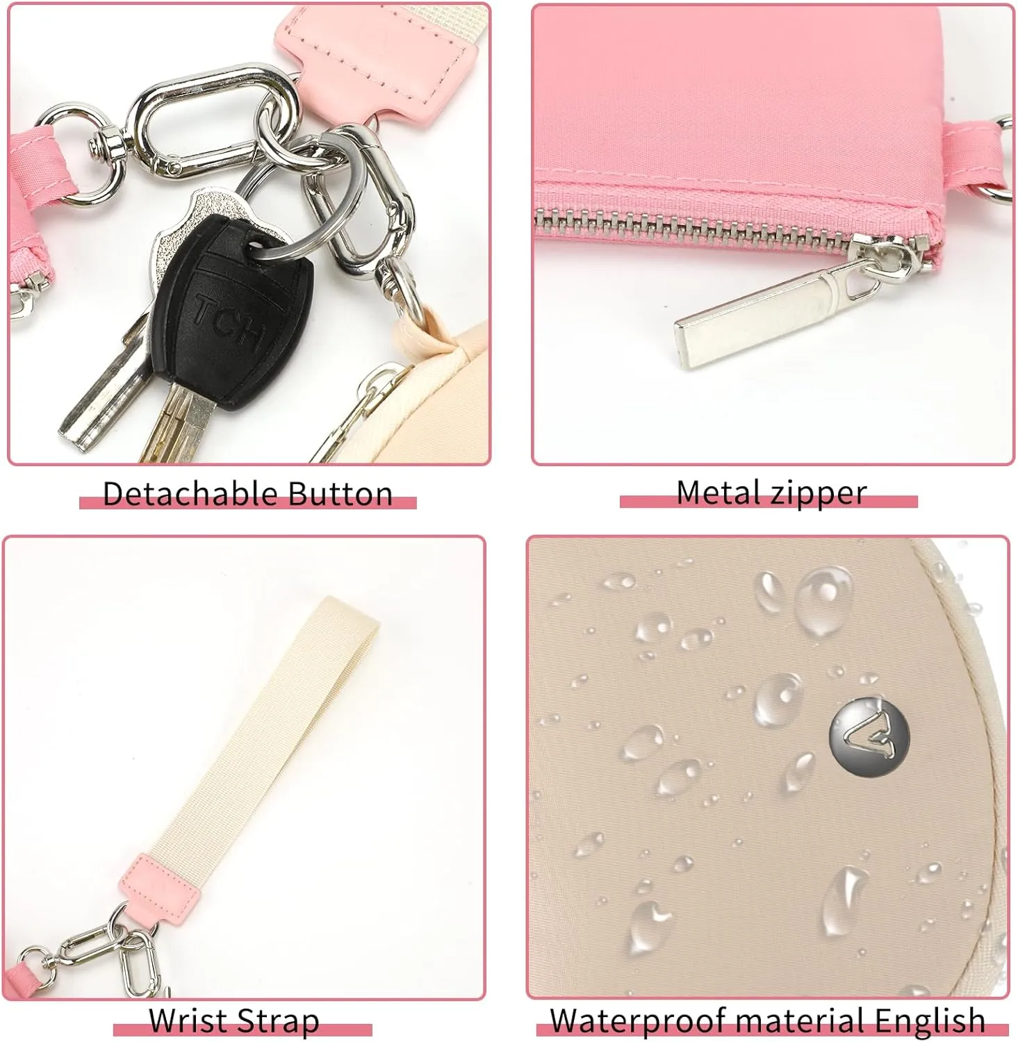 KeyChain Wallet Wristlet Wallets For Women Mini Zip Dual Pouch Wristlet