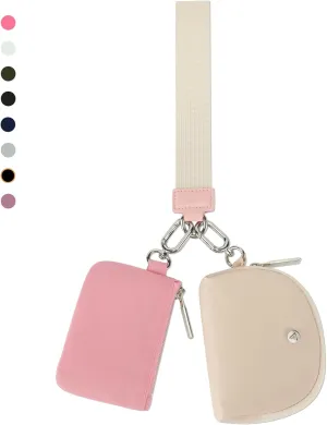 KeyChain Wallet Wristlet Wallets For Women Mini Zip Dual Pouch Wristlet
