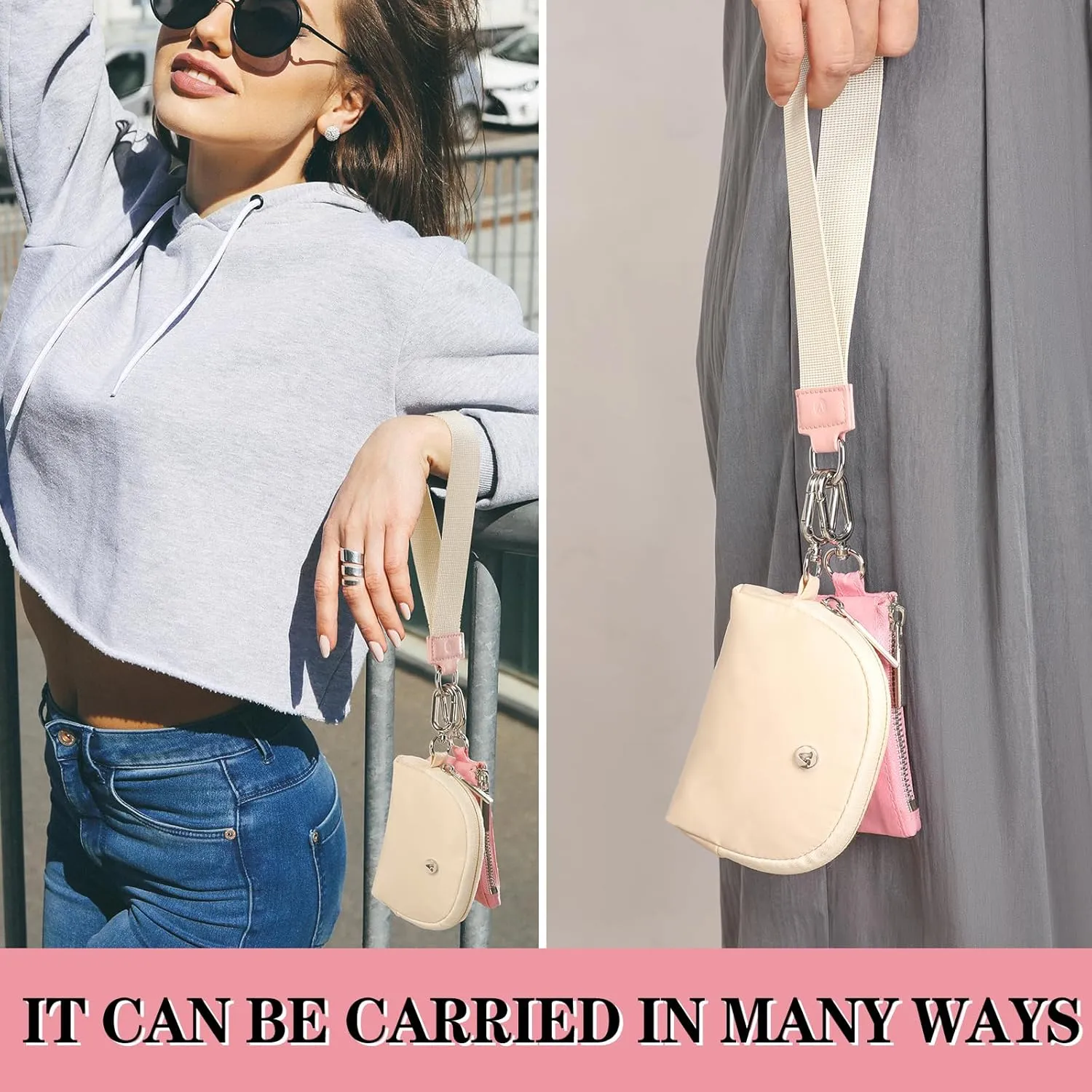 KeyChain Wallet Wristlet Wallets For Women Mini Zip Dual Pouch Wristlet