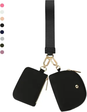 KeyChain Wallet Wristlet Wallets For Women Mini Zip Dual Pouch Wristlet