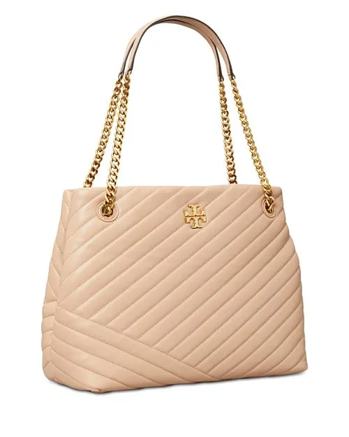 Kira tote with Tory Burch chevron, Tan/Beige