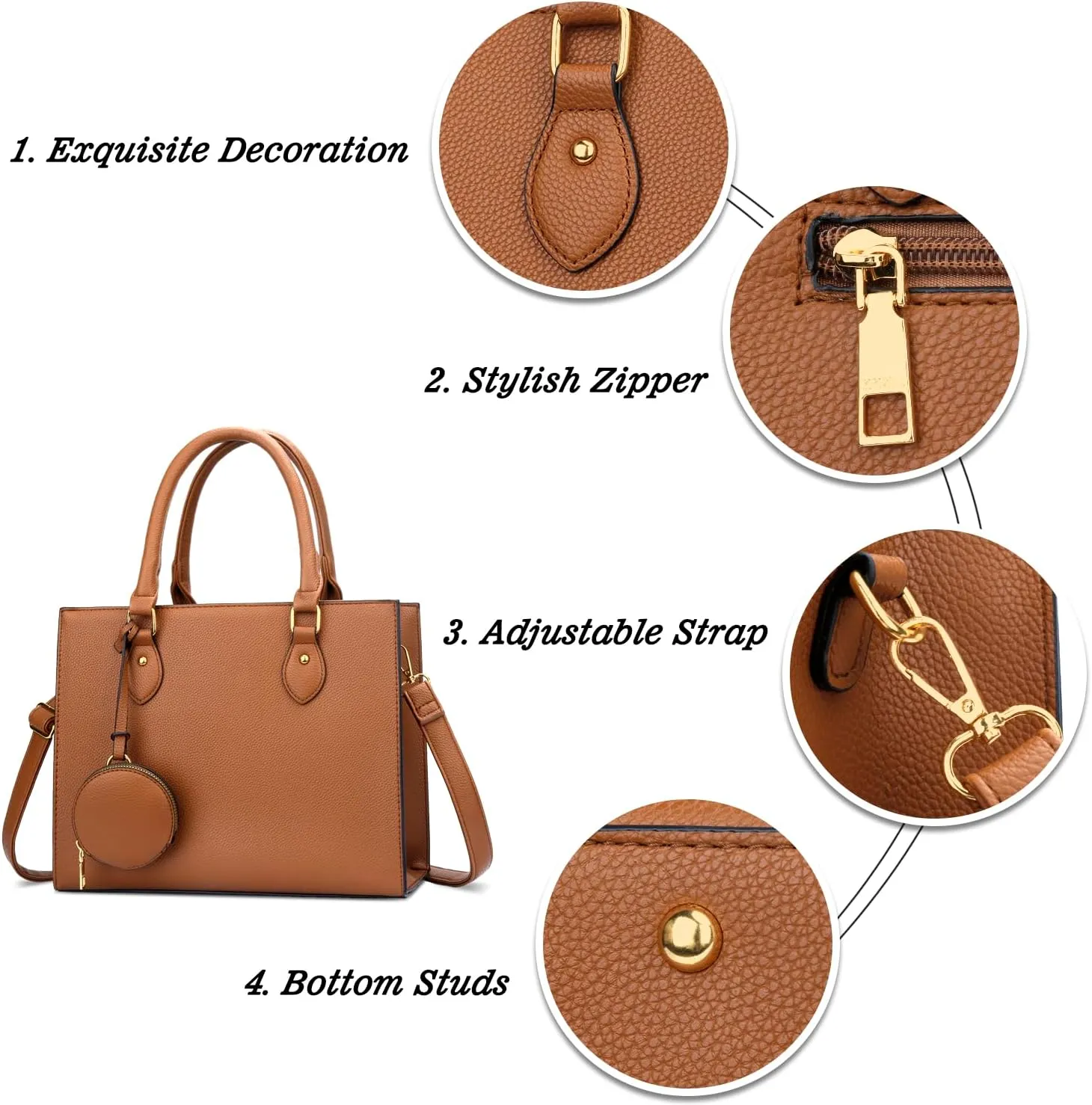 KKXIU Purses and Handbags for Women Vegan Leather Tote Shoulder Bag Ladies Top Handle Satchel with Coin Purse