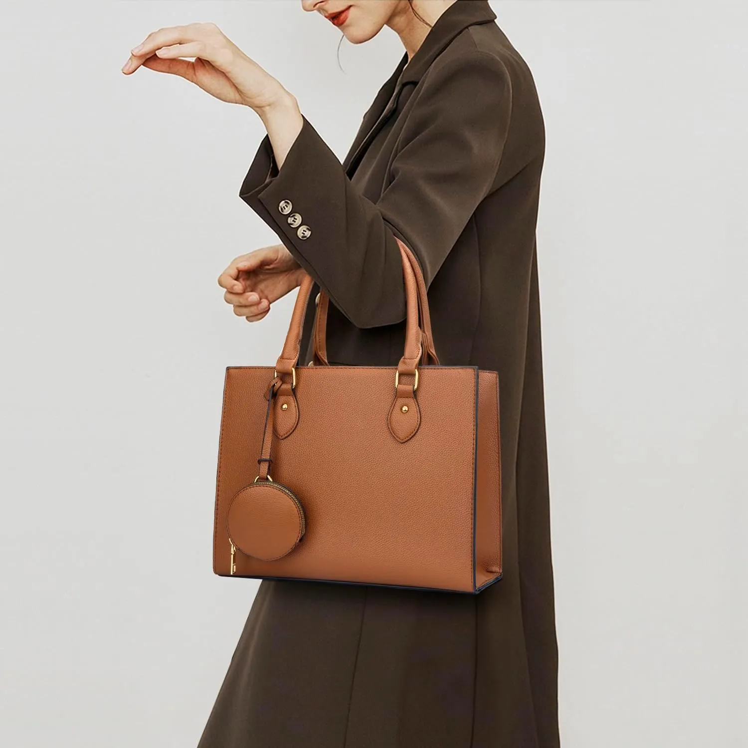 KKXIU Purses and Handbags for Women Vegan Leather Tote Shoulder Bag Ladies Top Handle Satchel with Coin Purse