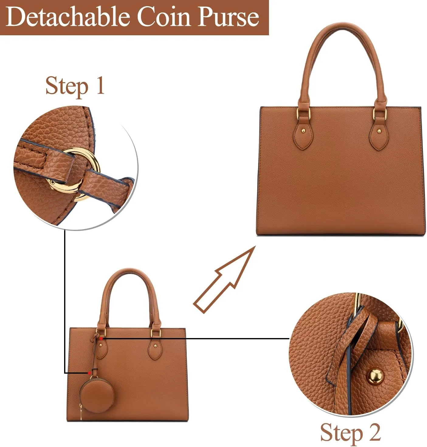 KKXIU Purses and Handbags for Women Vegan Leather Tote Shoulder Bag Ladies Top Handle Satchel with Coin Purse