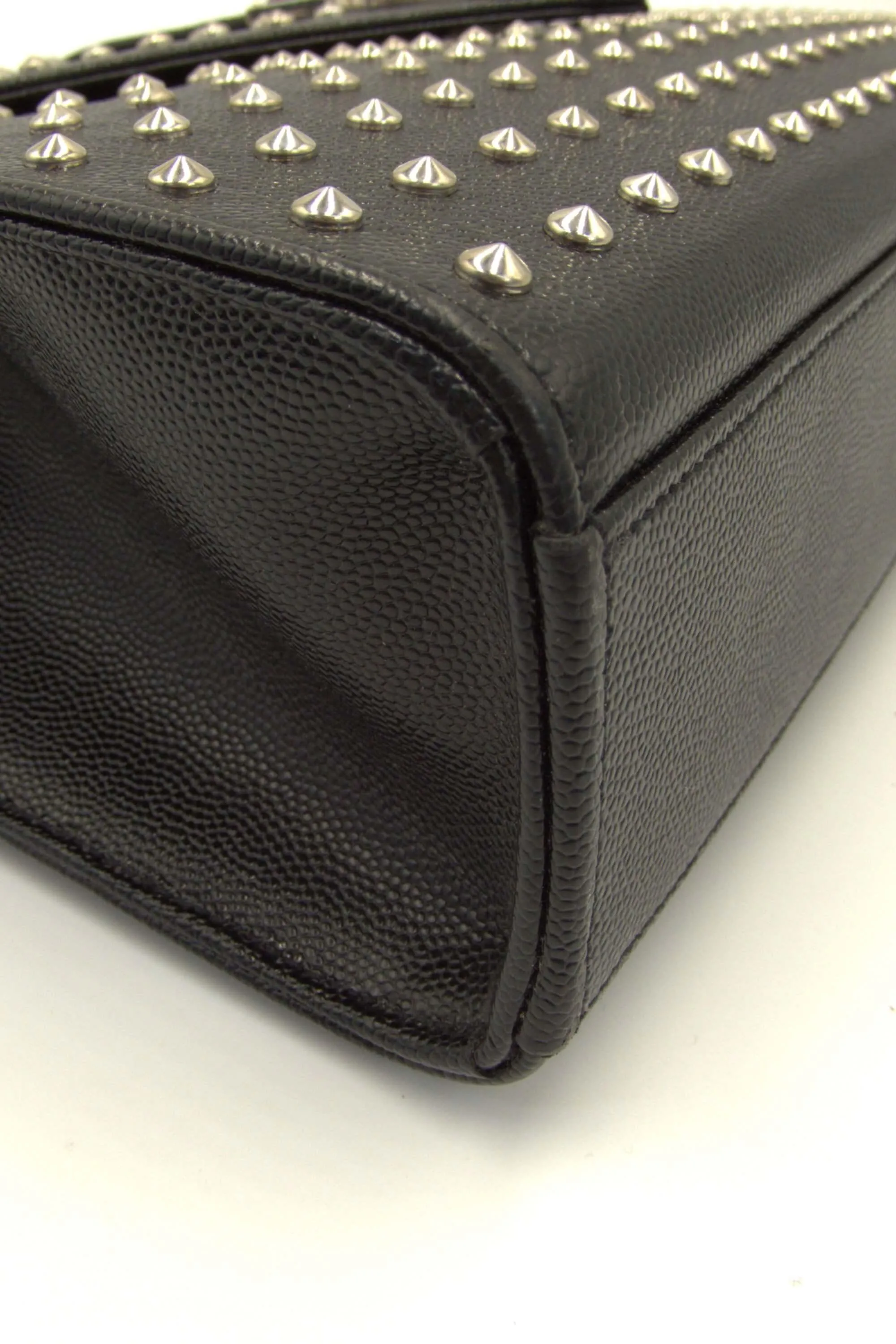 Large Monogram Studded Envelope Bag With Silver Hardware Black