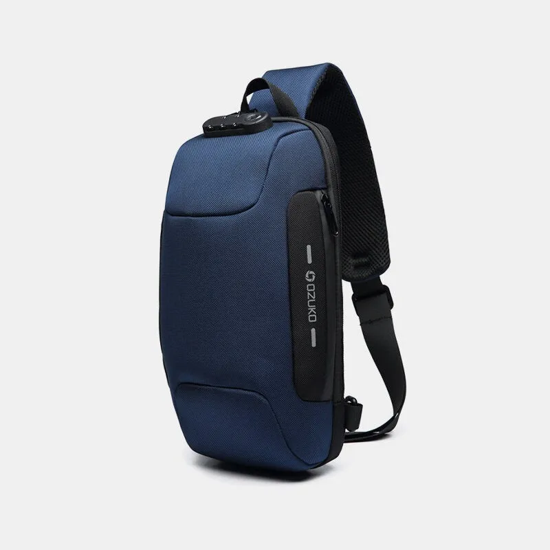 Men Anti-theft USB Charging Multi-Layers Waterproof Crossbody Bag Chest Sling