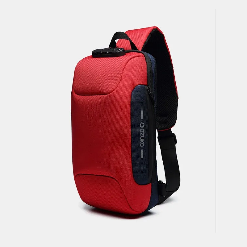Men Anti-theft USB Charging Multi-Layers Waterproof Crossbody Bag Chest Sling