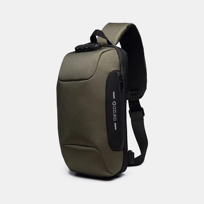 Men Anti-theft USB Charging Multi-Layers Waterproof Crossbody Bag Chest Sling
