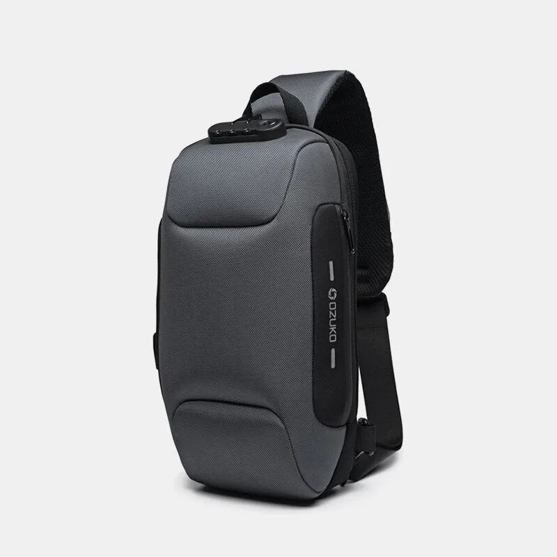 Men Anti-theft USB Charging Multi-Layers Waterproof Crossbody Bag Chest Sling